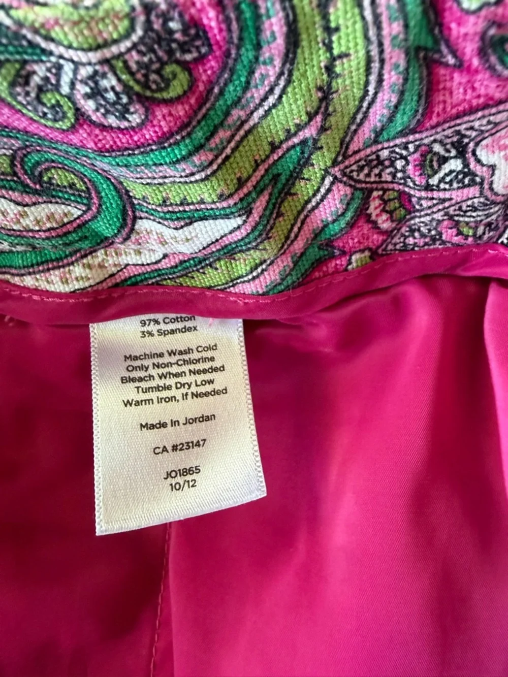 Talbots Pink and Green Paisley Cotton Bermuda Shorts Size 8